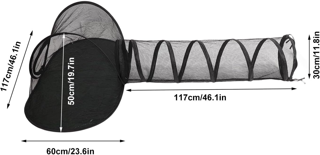 Dimensions diagram for the cat tent tunnel enclosure