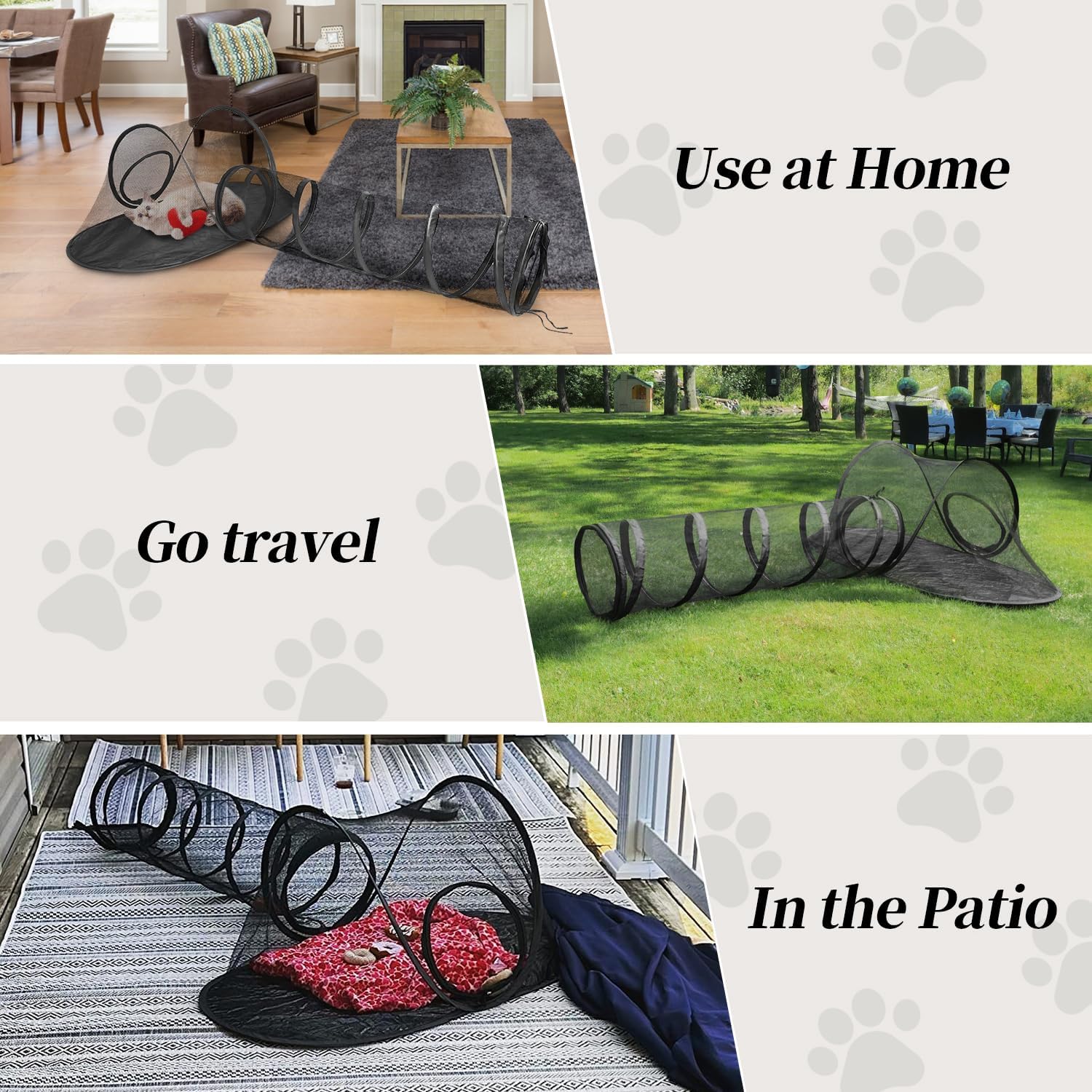 Top-down view of the cat tent tunnel enclosure